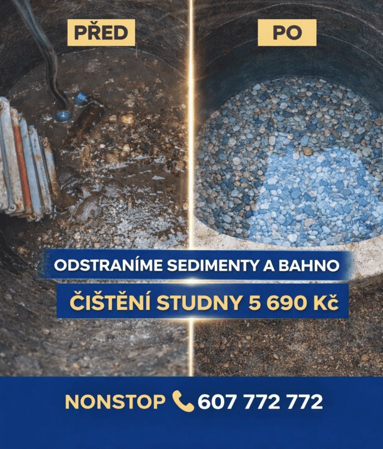 čištění studny Zlín před a po